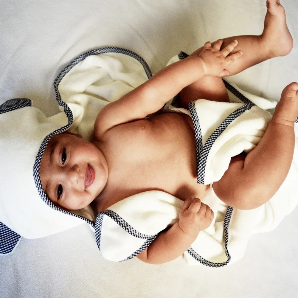 PREMIUM Baby Hooded Towel & Washcloth Navy Blue